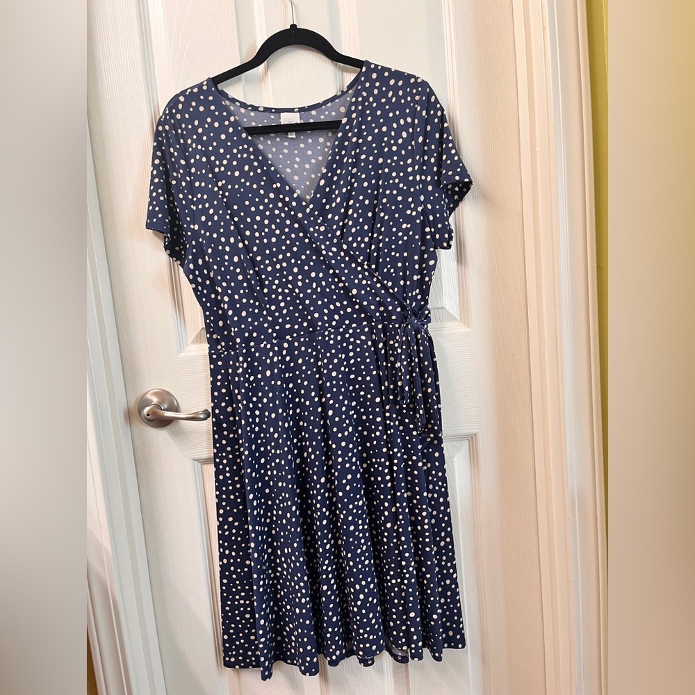 Kaileigh Blue and White Polka Dot Midi Dress